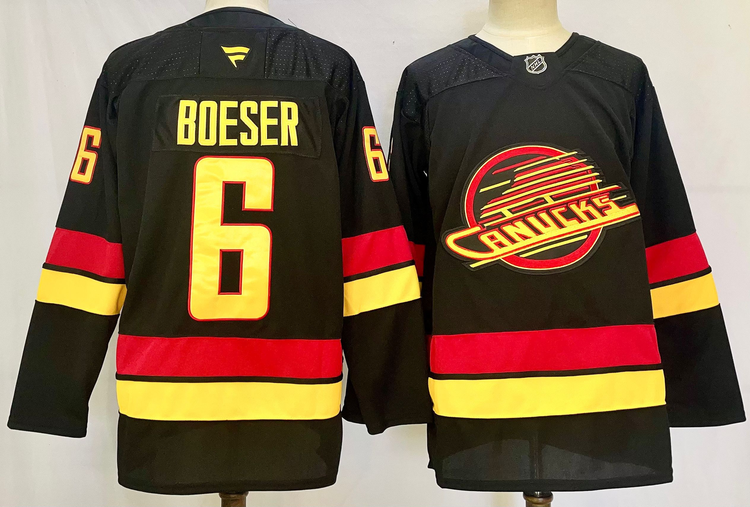 Men Vancouver Canucks #6 Boeser Black 2025 Home Premier Player NHL Jersey